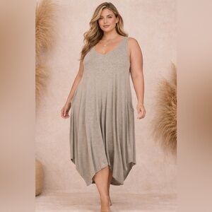 OSKA Sleeveless Lagenlook Relaxed Linen Cotton Dress Size 3 Striped Casual